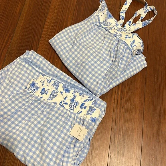 Crown & Ivy Light Blue Gingham Pajama Set - Picture 3 of 14
